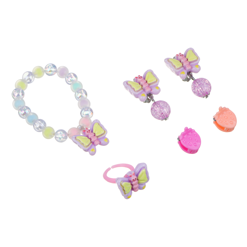 Набор детской бижутерии BY Русские супергерои: браслет, кольцо, крабики 2шт, клипсы, 3 дизайна, арт.№ 316-375