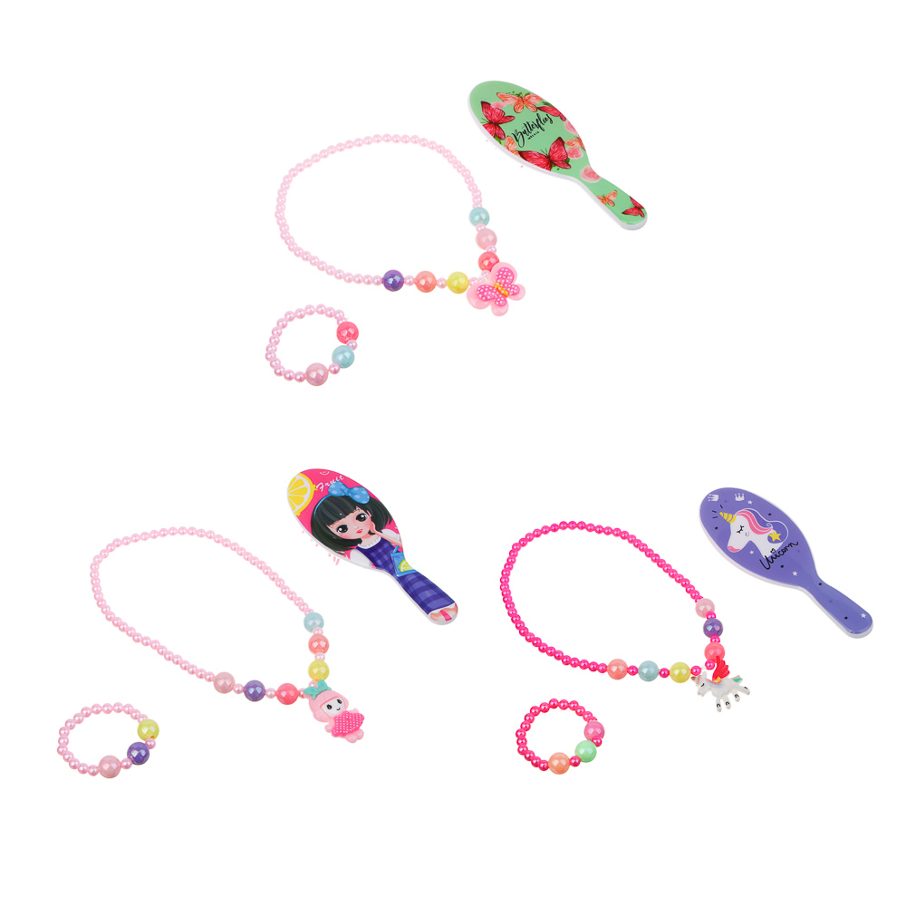 BY Русские супергерои Набор детской бижутерии в рюкзаке 19х14х5см: бусы, браслет, расческа, 3 диз., арт.№ 316-376