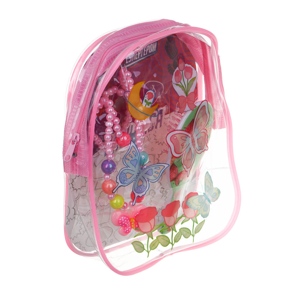 BY Русские супергерои Набор детской бижутерии в рюкзаке 19х14х5см: бусы, браслет, расческа, 3 диз., арт.№ 316-376