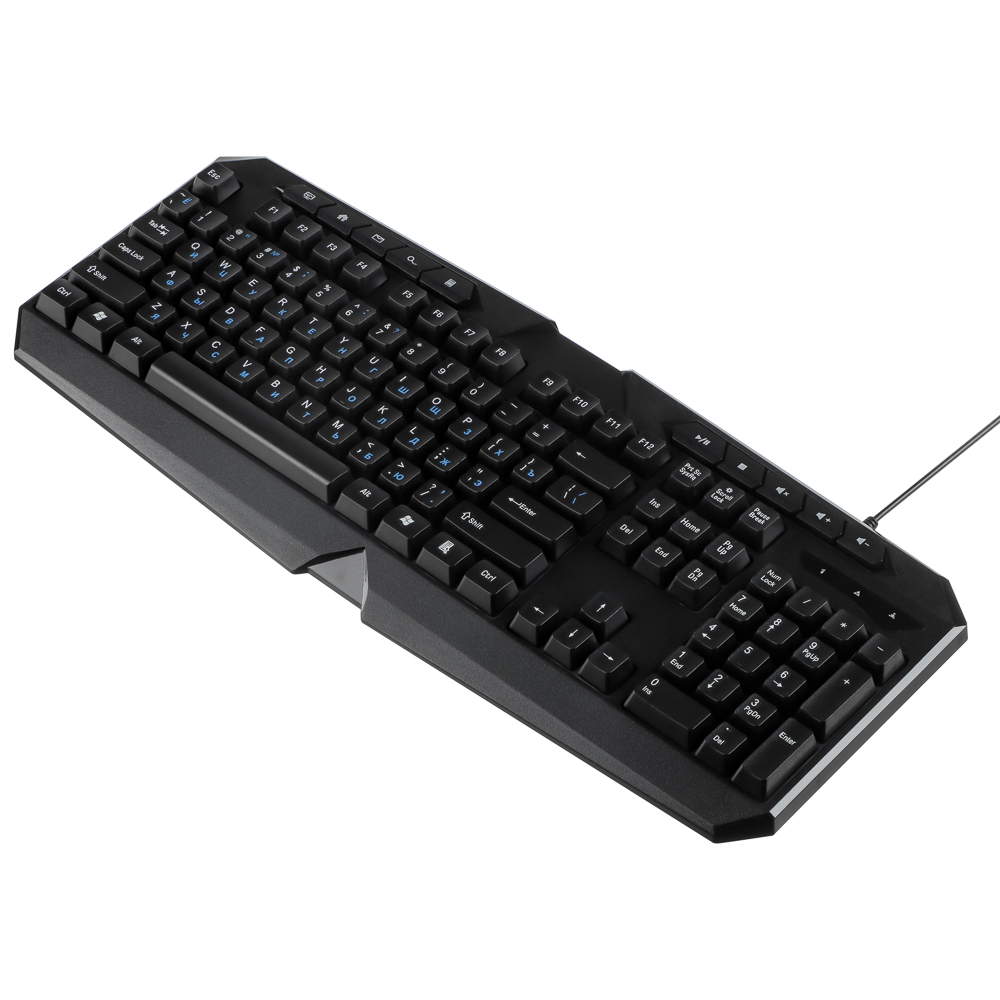 Клавиатура мембранная BY 114кл., Rainbow подсветка, синяя кириллица, кабель 165см, чёрный, арт.№ 405-114