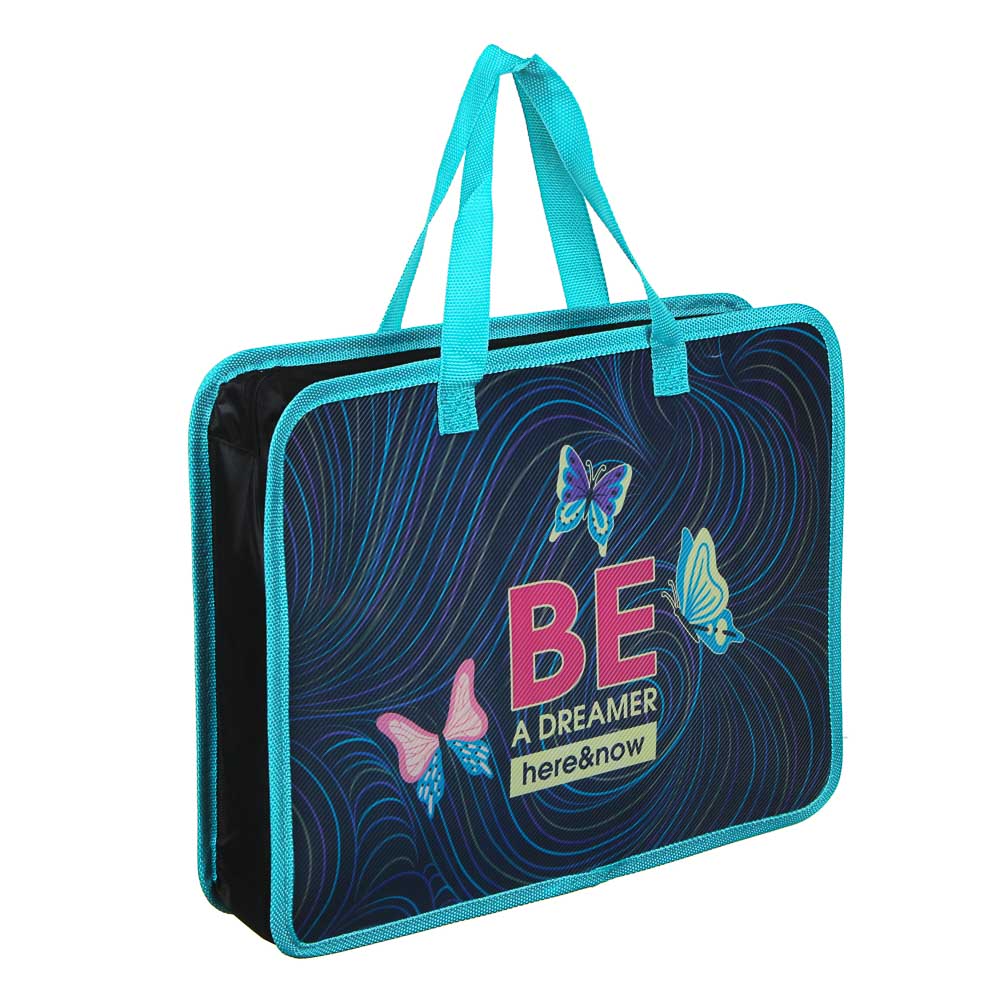 Вандер Флайт Папка для тетрадей 33,5x26см, для A4, расширение 8 см, молния сверху, ручки, пластик, арт.№ 236-074