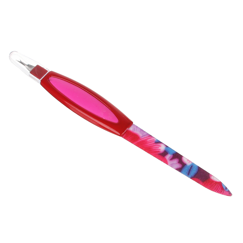 ЮНИLOOK Пилка для ногтей 2-х сторонняя 180/180 грит с триммером, сталь, пластик, резина, 16см, 3 цв, арт.№ 305-016