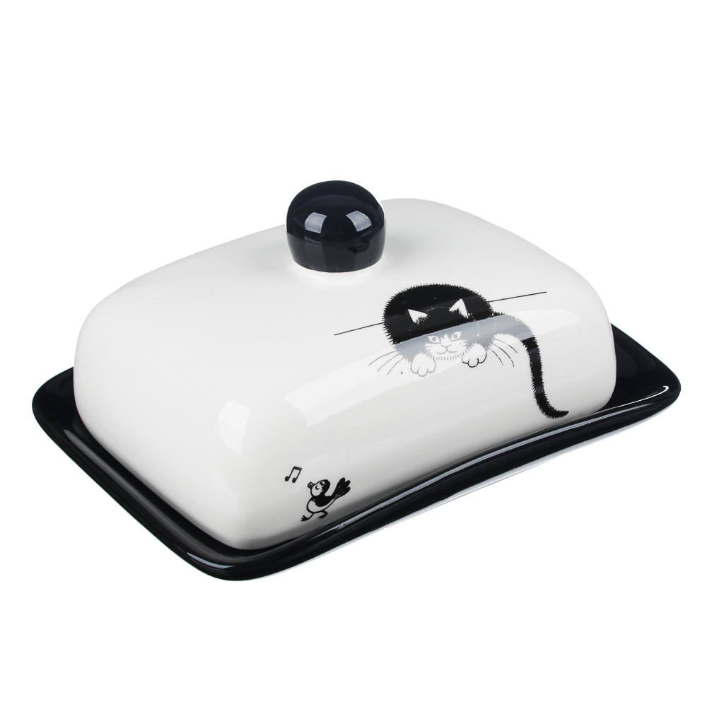 MILLIMI Черный кот Масленка 17x12x8см, керамика, арт.№ 820-702