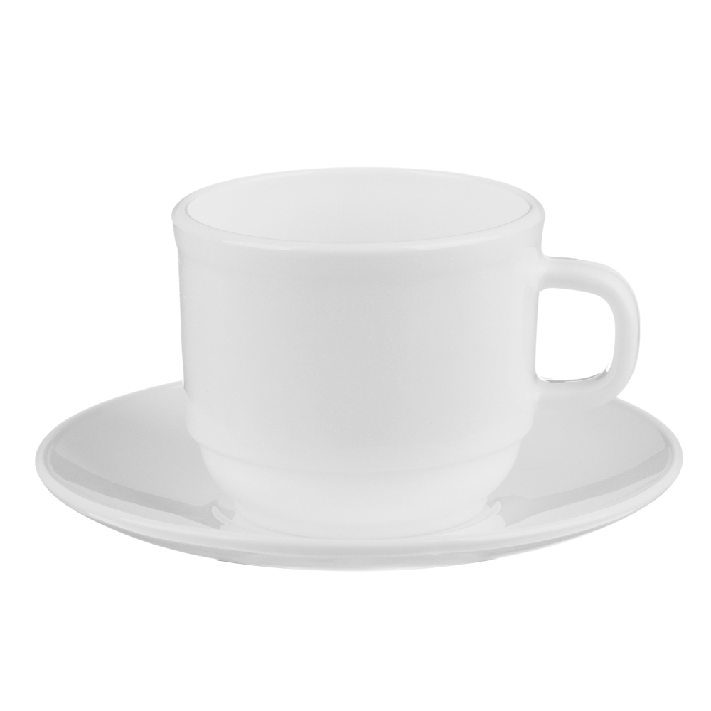MILLIMI Бьянко Чайная пара (чашка 250мл., блюдце 15 см) опаловое стекло, KFB250T/D60T, арт.№ 818-039