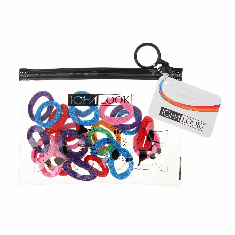 Резинки для волос ЮНИLOOK 24шт, d3см, полиэстер, 6 цветов, ACS-87, арт.№ 322-033