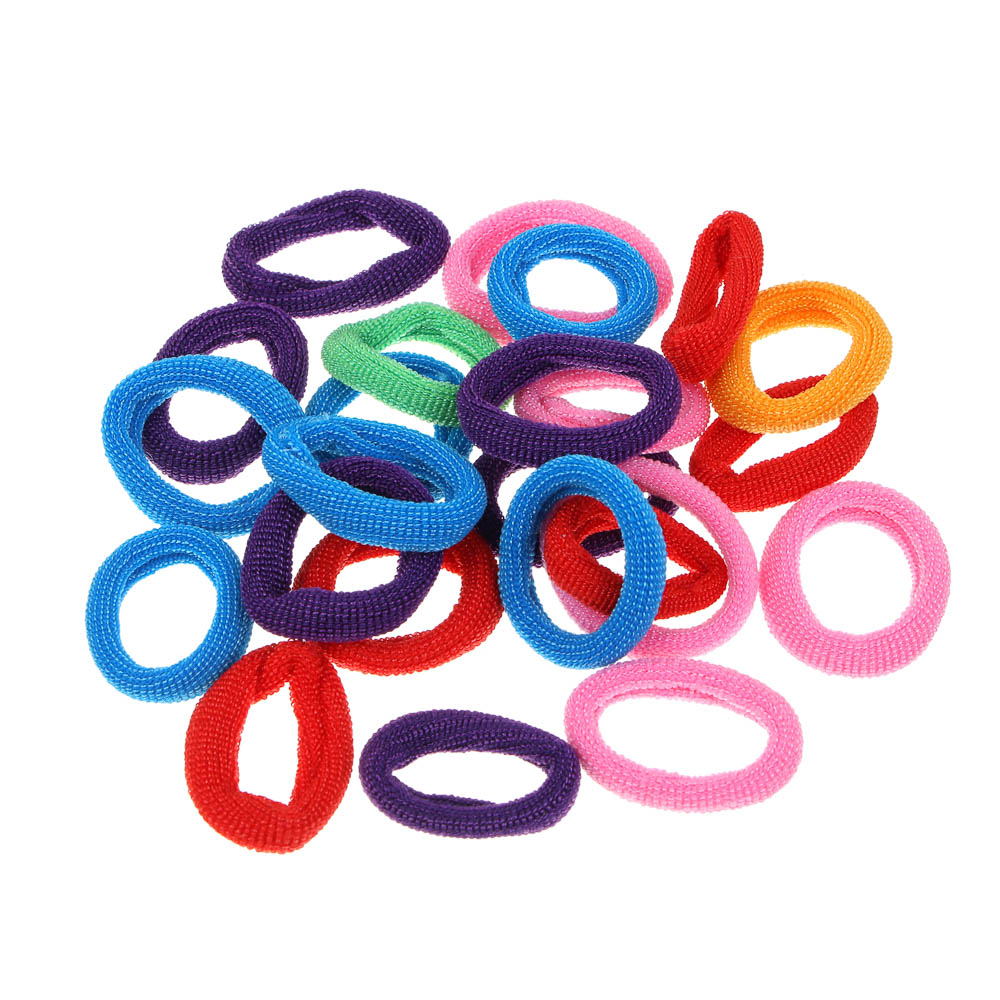 Резинки для волос ЮНИLOOK 24шт, d3см, полиэстер, 6 цветов, ACS-87, арт.№ 322-033