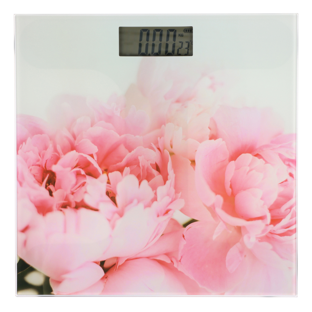 LEBEN Весы напольные электронные "Цветочная симфония", ЖК-дисплей, макс. нагр.до 180кг, 28х28х0,5см, арт.№ 252-091