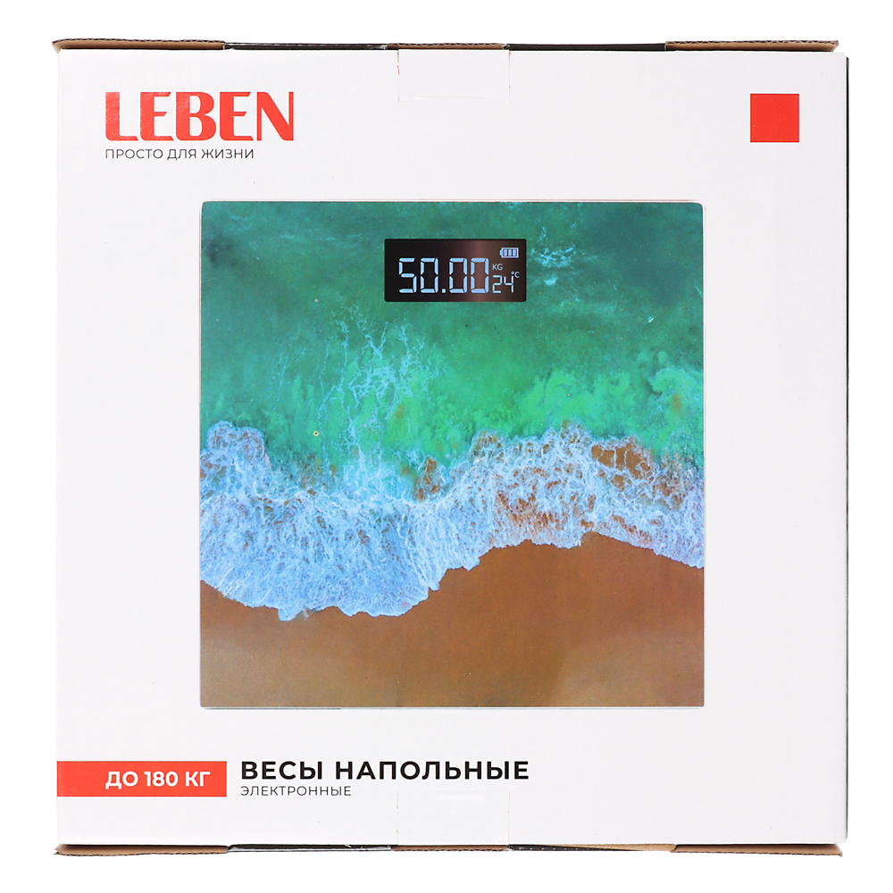 LEBEN Весы напольные электронные "Релакс", ЖК-дисплей, макс. нагр.до 180кг, 28х28х0,5см, арт.№ 252-093
