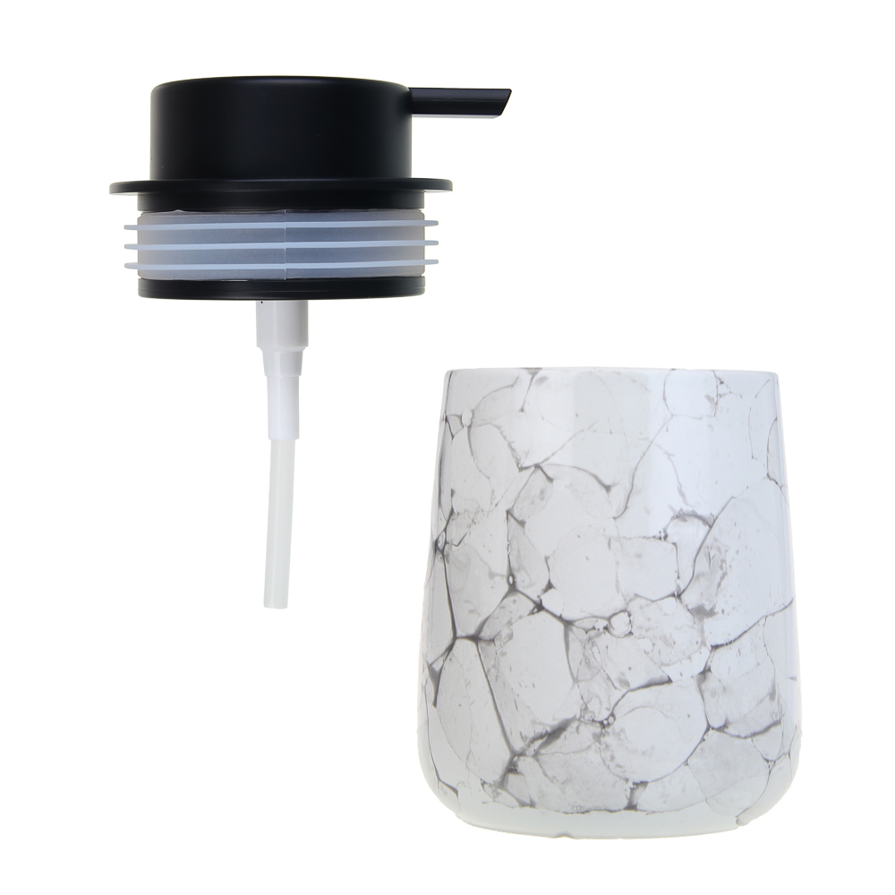 VETTA Дозатор для жидкого мыла, 320 мл, 13x9x9 см, керамика, "Космос", мрамор белый, арт.№ 463-486