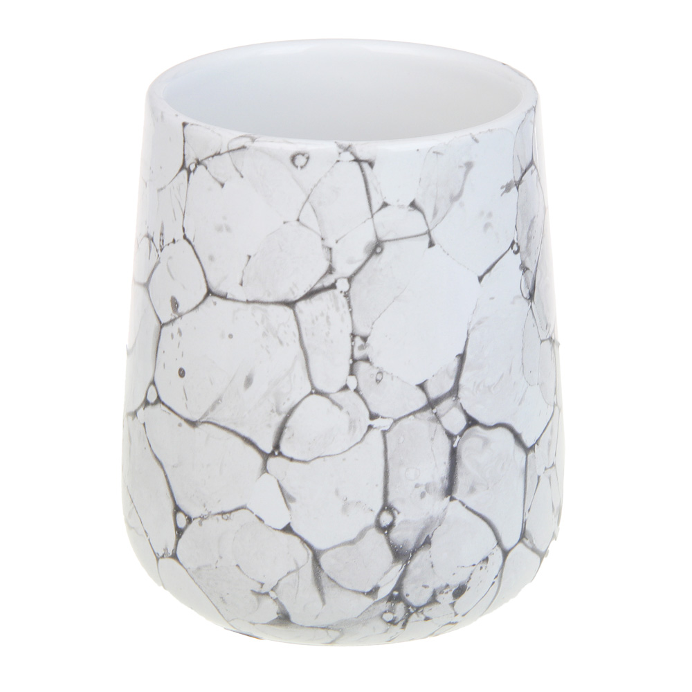 VETTA Стакан для ванной комнаты, 400 мл, 10,5x9x9 см, керамика, "Космос", мрамор белый, арт.№ 463-487