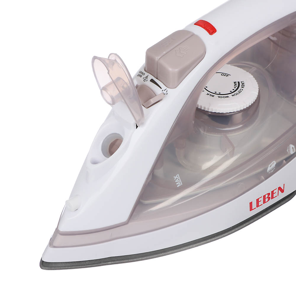 LEBEN Утюг с отпаривателем 1600 Вт, подошва - тефлон, бежевый, арт.№ 249-025