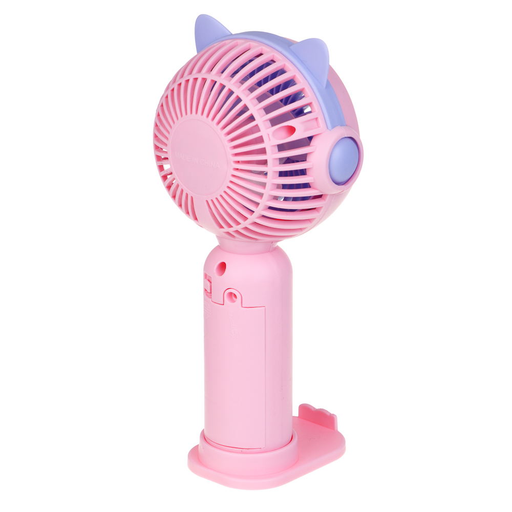 ИГРОЛЕНД Вентилятор ручной портативный, 1 скорость, 1,5V, 2хАА, PP, 9х5,5х18 см, 4 дизайна, арт.№ 278-122