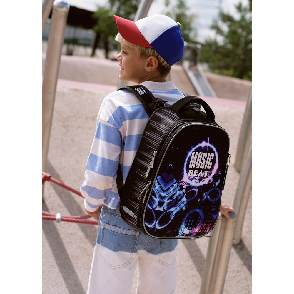 Мьюзик Бит Рюкзак подростковый, 41x30x20см, ПЭ, 3 отд, 4 карм, эргоном. спинка, уплотн.лямки, арт.№ 254-436