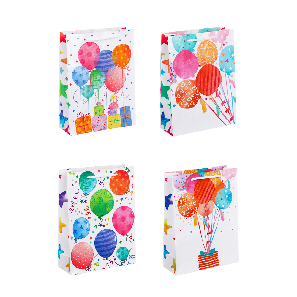 Пакет подарочный бумажный тм LADECOR, M 18x24x7 см, 4 дизайна, С Днем Рождения, арт 2, арт.№ 507-136