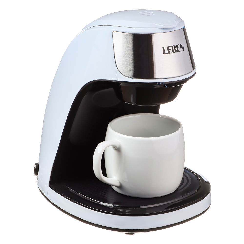 LEBEN Кофеварка капельная 500Вт, 240 мл, керамическая чашка, белый, арт.№ 286-038