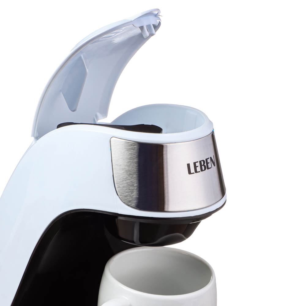 LEBEN Кофеварка капельная 500Вт, 240 мл, керамическая чашка, белый, арт.№ 286-038