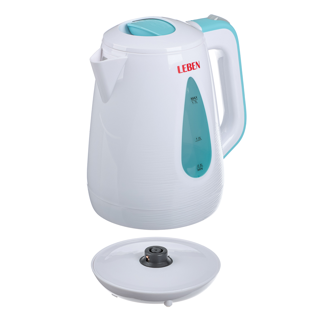 LEBEN Чайник электрический 1,7л, 1850Вт, скрытый нагр.элемент, пластик, LED подсветка, 2, арт.№ 291-010