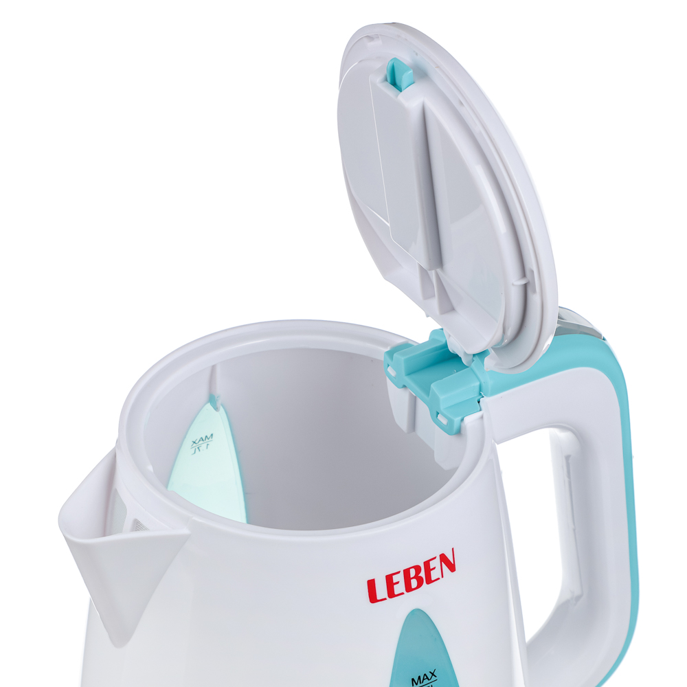 LEBEN Чайник электрический 1,7л, 1850Вт, скрытый нагр.элемент, пластик, LED подсветка, 2, арт.№ 291-010