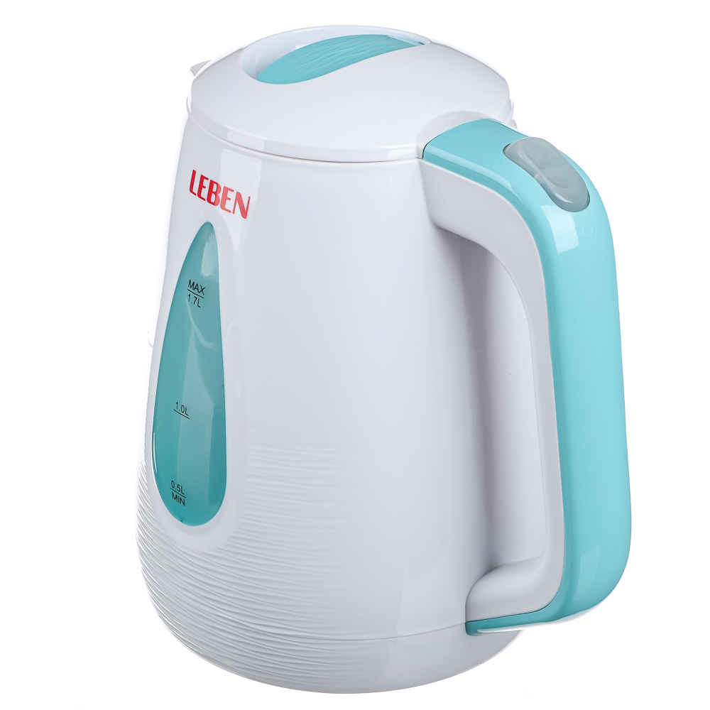 LEBEN Чайник электрический 1,7л, 1850Вт, скрытый нагр.элемент, пластик, LED подсветка, 2, арт.№ 291-010