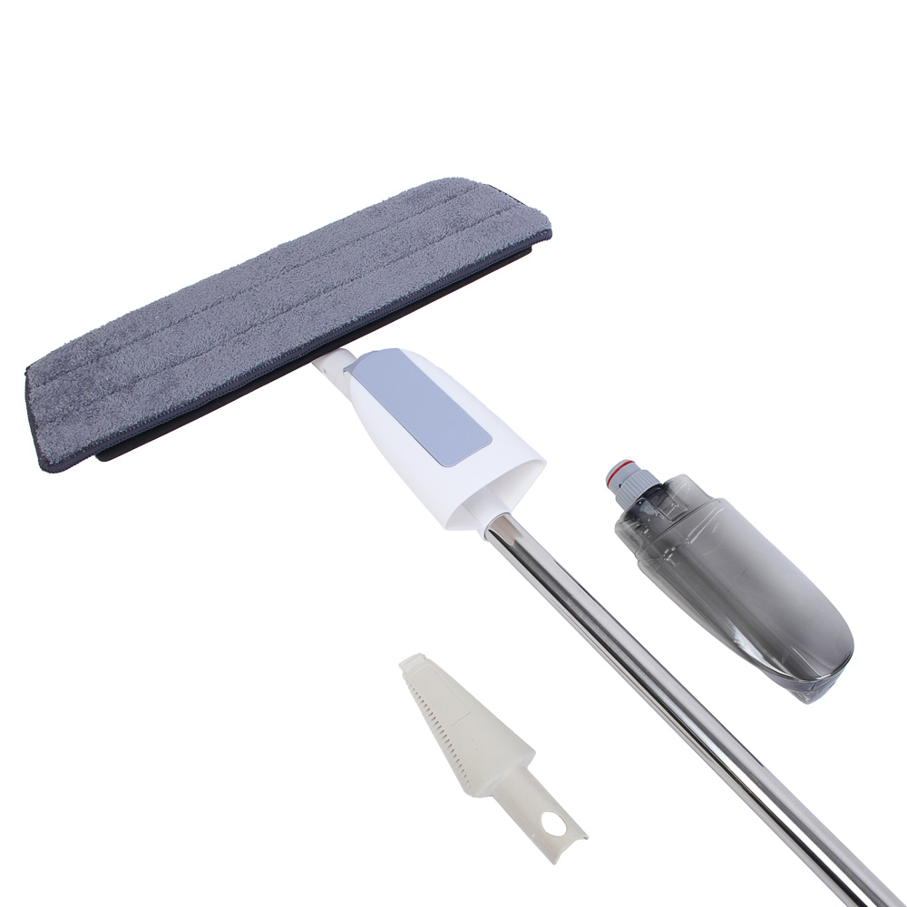 Швабра с распылителем и смен. насадкой тм VETTA, ручка 118см нерж.cталь, насадка микрофибра 41x12см, арт.№ 444-375