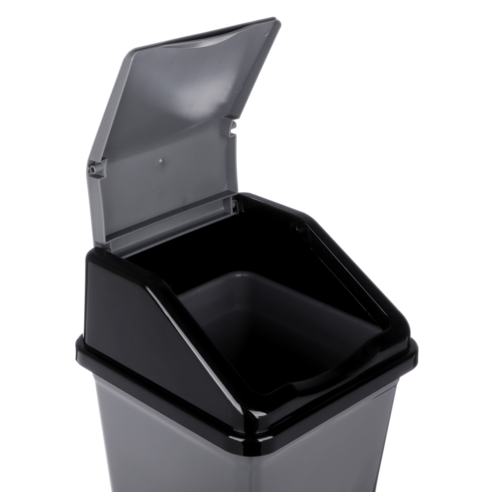 Ведро для мусора с подвижной крышкой 10л квадратное (серо/черный), арт.№ 407-094