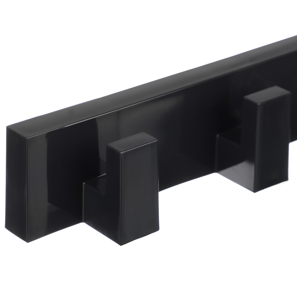 Вешалка настенная для ванной комнаты 390x48мм, 5 крючков, пластик, черный, арт.№ 478-322