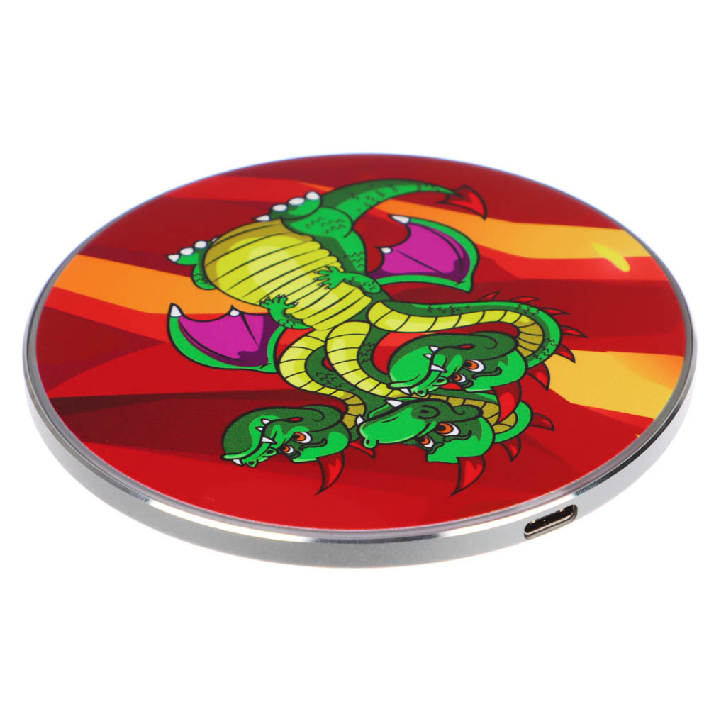 BY Беспроводное зарядное устройство Qi Герои, LED подсветка, 10W, D10см, Горыныч, арт.№ 916-300