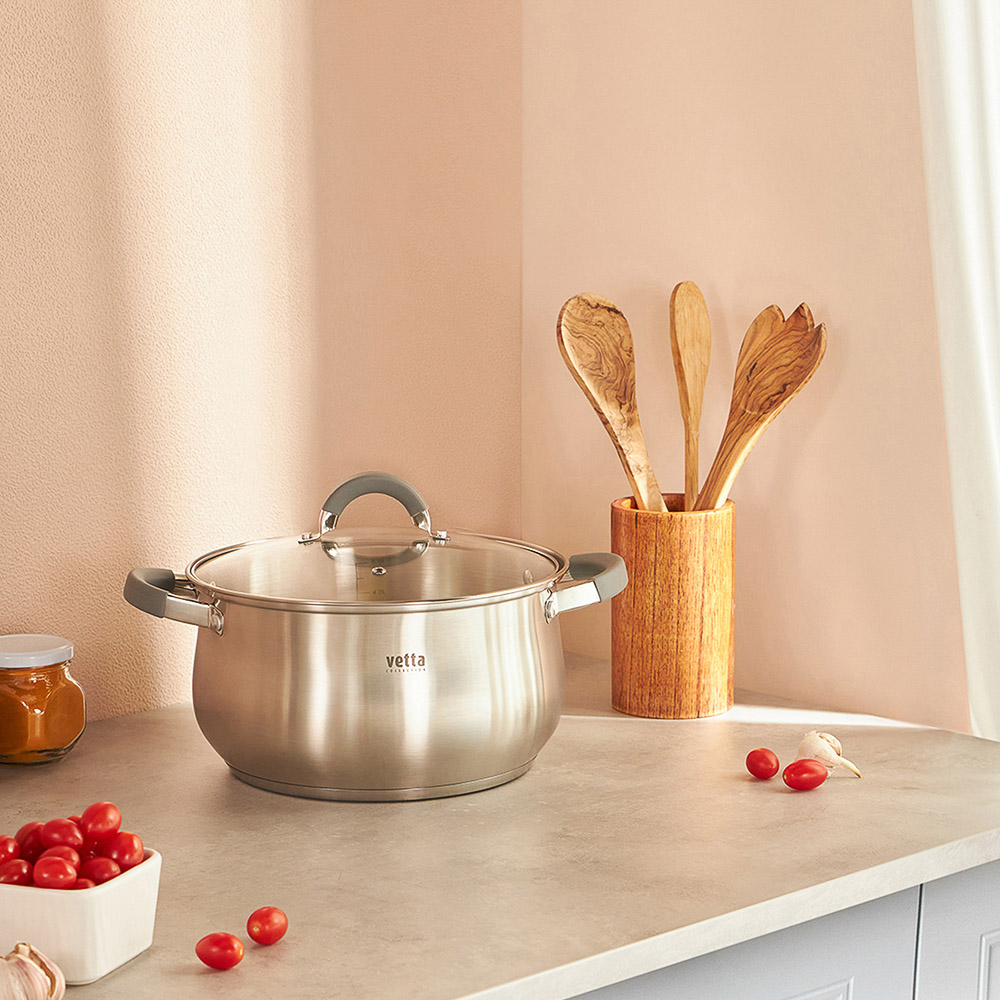 VETTA Вена Кастрюля 24х13,5см. 6,0л. со стекл. крышкой, индукция, арт.№ 822-074