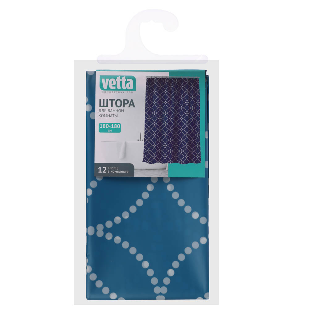 Штора для ванной тм VETTA Estel, ПЕВА 80 г/м2, 180x180 см, 3 дизайна, арт.№ 461-516