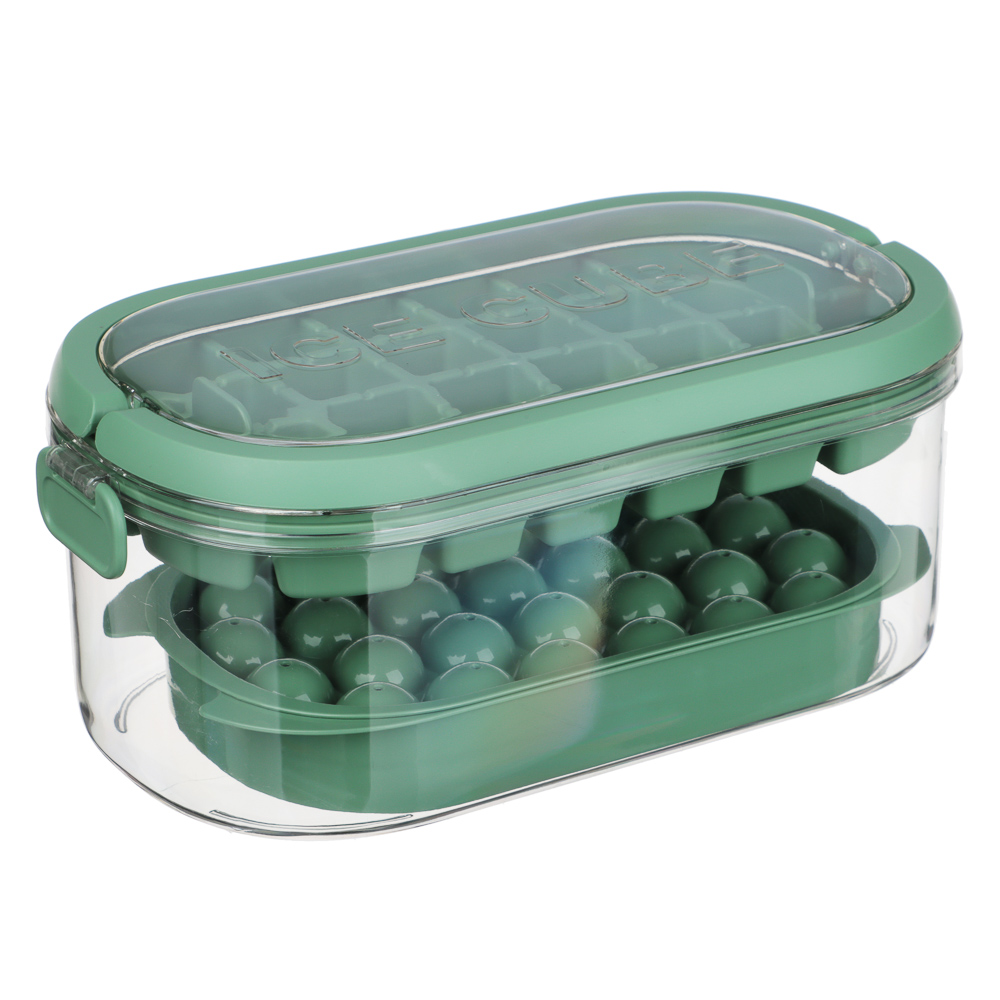 SATOSHI Набор форм для льда с контейнером 23х12х9,5см, 54 ячейки, совок, пластик, арт.№ 856-206