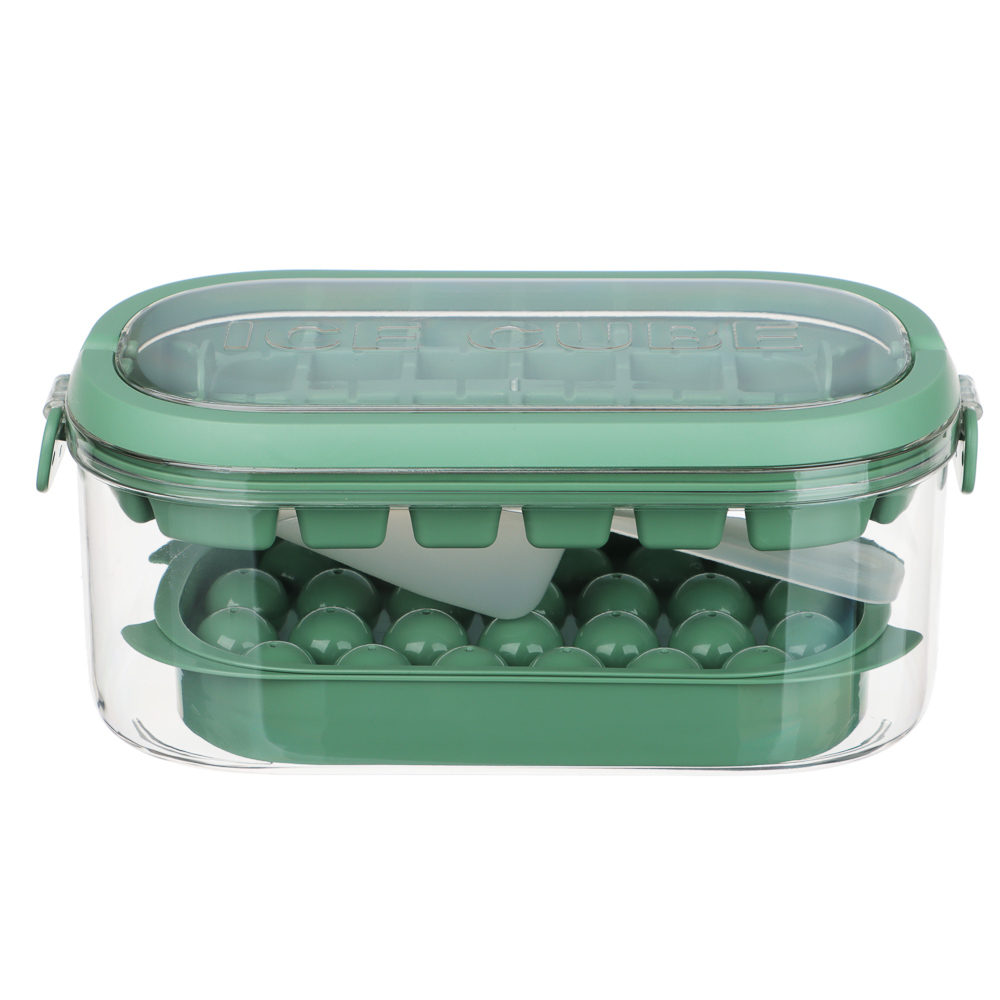 SATOSHI Набор форм для льда с контейнером 23х12х9,5см, 54 ячейки, совок, пластик, арт.№ 856-206