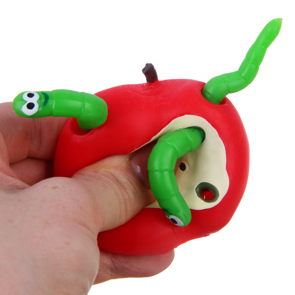 ИГРОЛЕНД Игрушка антистресс-головоломка "Яблочко с червячками", TPR, 5,5х5см, арт.№ 297-114