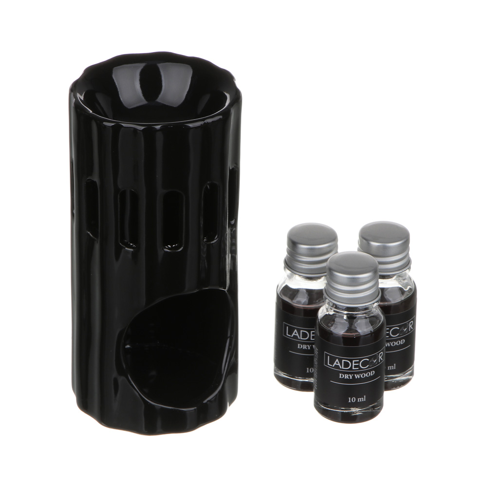 LADECOR Ароманабор лампа и масло, 3штx10мл, с ароматами, (Lavender&vanilla/Lime&basil/Dry wood), арт.№ 471-014