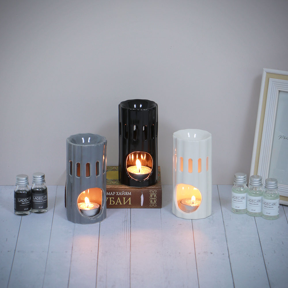 LADECOR Ароманабор лампа и масло, 3штx10мл, с ароматами, (Lavender&vanilla/Lime&basil/Dry wood), арт.№ 471-014