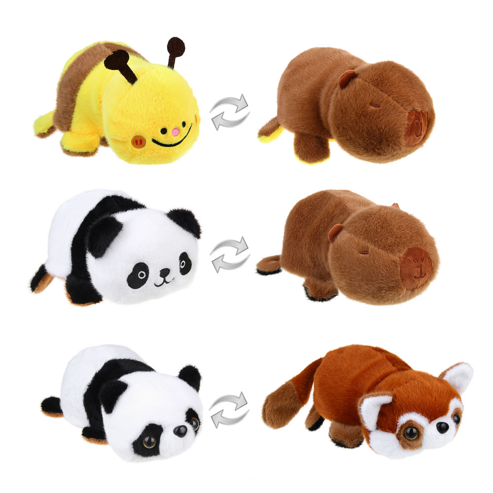 ИГРОЛЕНД Мягкая игрушка "Вывернушка-зверушка", 22 см, полиэстер, 3 дизайна, арт.№ 264-436