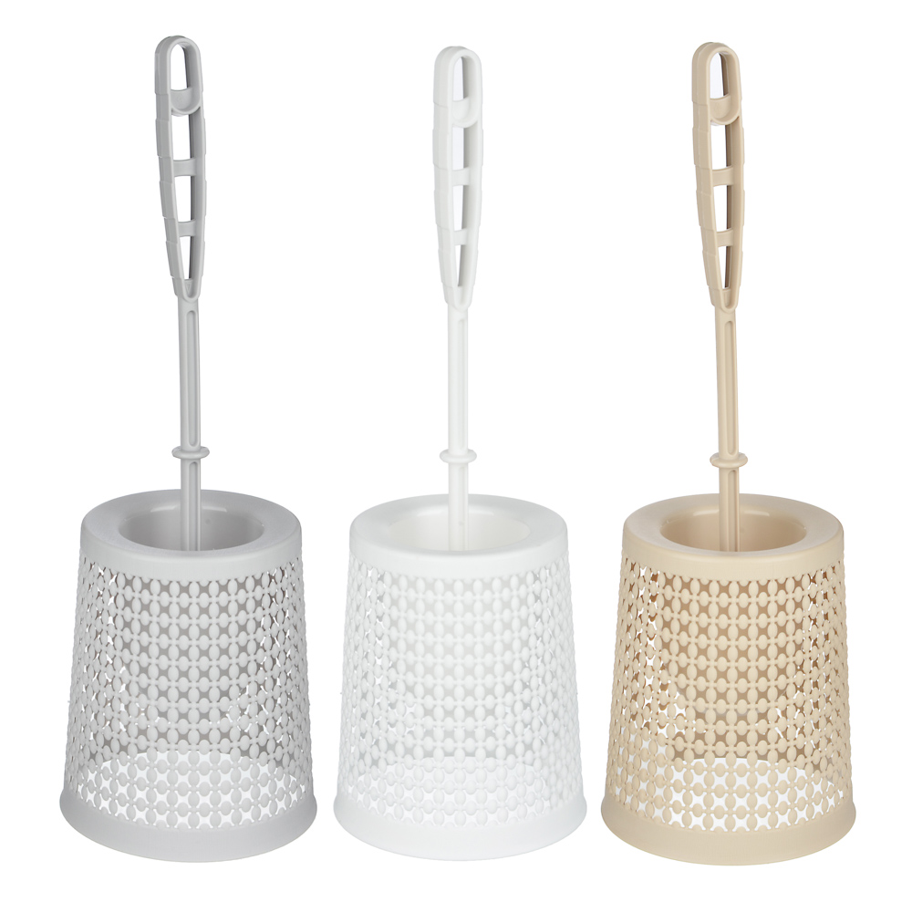 Ёрш для туалета "Плетение" с подставкой, полипропилен, 14х14х40см, 3 цвета, арт.№ 463-957