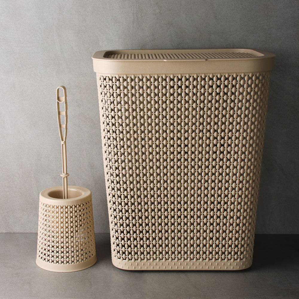 Ёрш для туалета "Плетение" с подставкой, полипропилен, 14х14х40см, 3 цвета, арт.№ 463-957