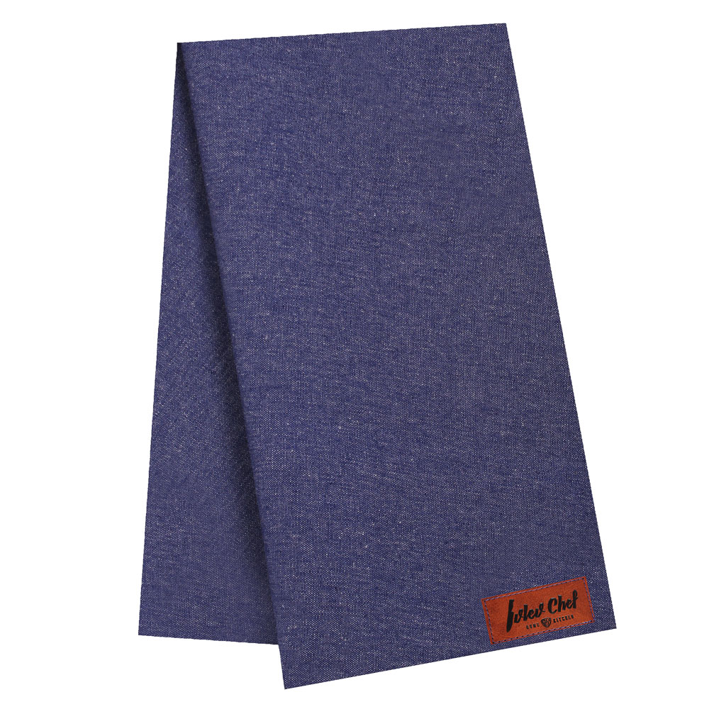 IVLEV CHEF Полотенце кухонное с кожаными вставками, меланж, 50х70см, хлопок, синий, арт.№ 434-111