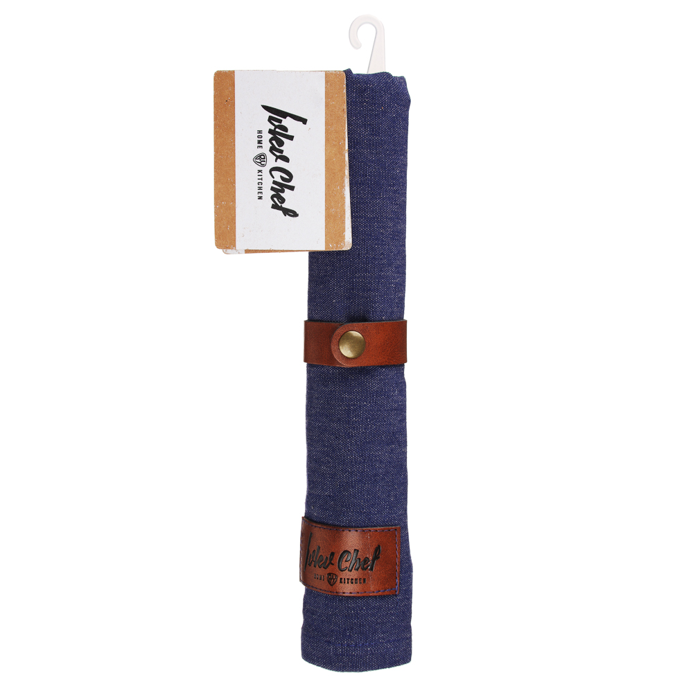 IVLEV CHEF Полотенце кухонное с кожаными вставками, меланж, 50х70см, хлопок, синий, арт.№ 434-111