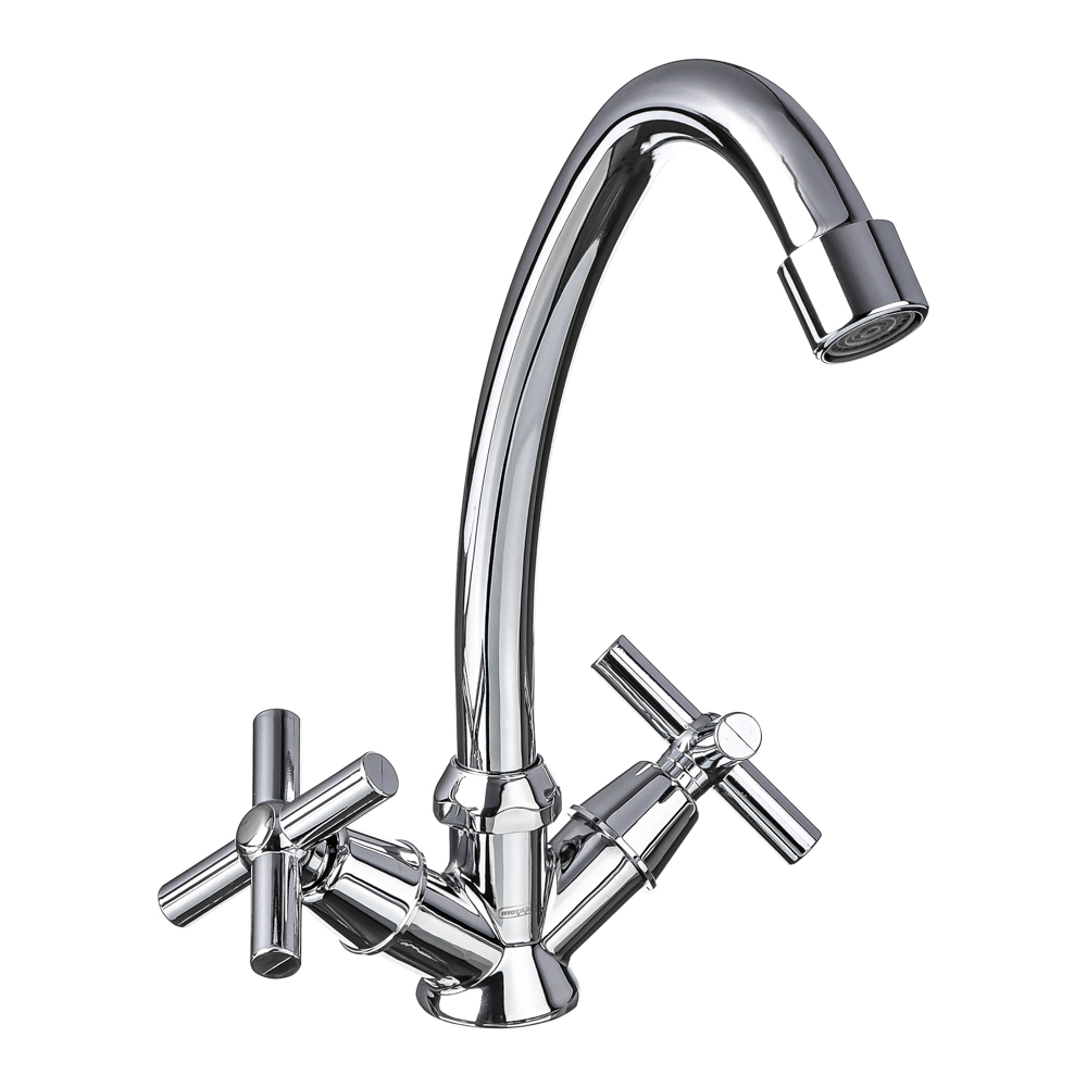 СоюзКран Смеситель для кухни, поворотный излив 20см, керам. кран-буксы 1/2, хром, цинк, SK01-T217, арт.№ 566-057