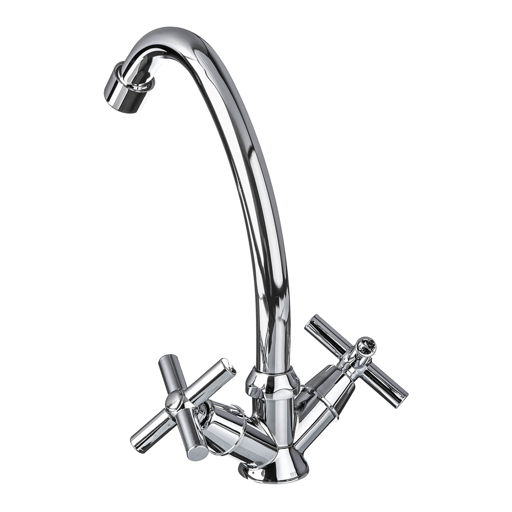 СоюзКран Смеситель для кухни, поворотный излив 20см, керам. кран-буксы 1/2, хром, цинк, SK01-T217, арт.№ 566-057