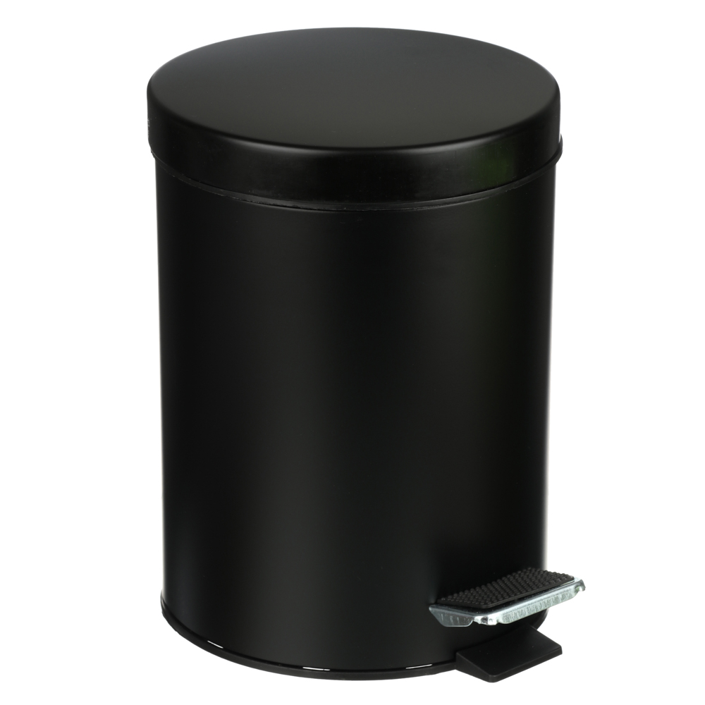 SonWelle Ведро с педалью для ванной комнаты, 5л, металл, черный, арт.№ 543-002