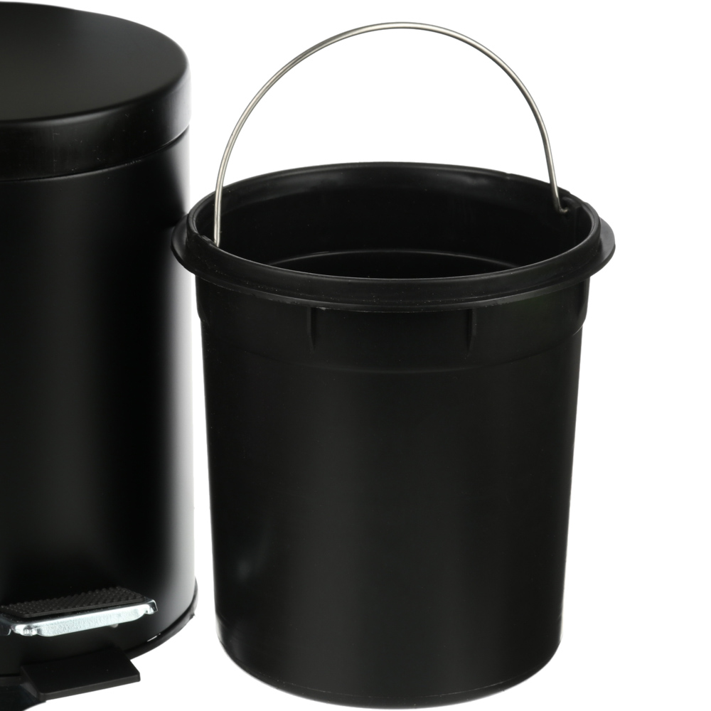 SonWelle Ведро с педалью для ванной комнаты, 5л, металл, черный, арт.№ 543-002