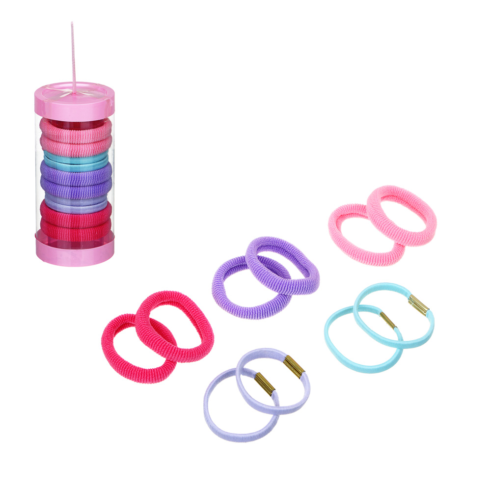 BERIOTTI Набор резинок для волос 10шт в тубе, полиэстер, 4см. 6 цветов, арт.№ 322-004