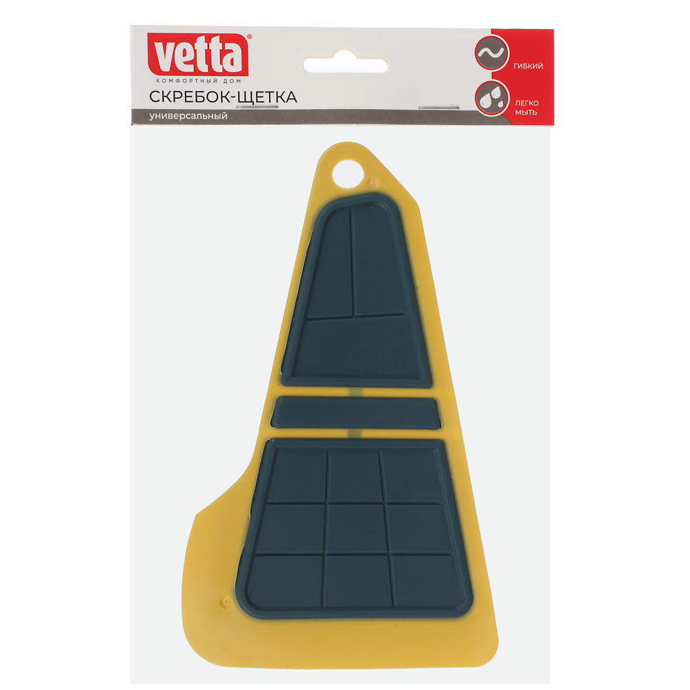 VETTA Скребок-щётка термопластичная резина, 16х9,5 см, 3 цвета, арт.№ 445-047
