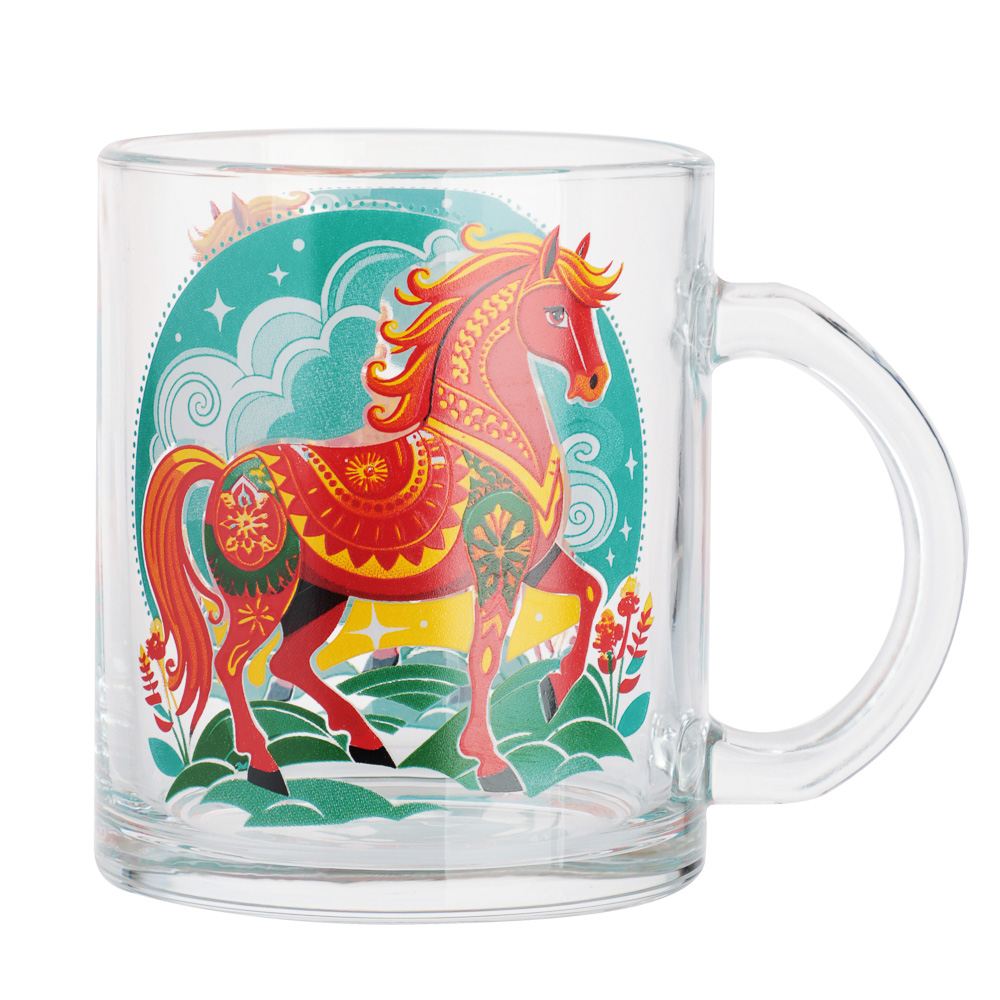 Хохлома Кружка 320мл, стекло, 2 дизайна, арт.№ 820-471