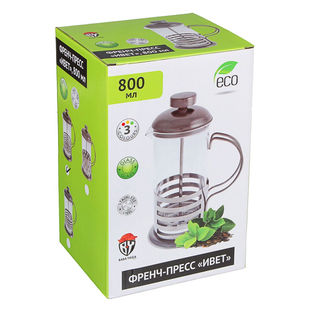 Френч-пресс, нерж.сталь, 800мл "Ивет", 4 дизайна, арт.№ 850-162