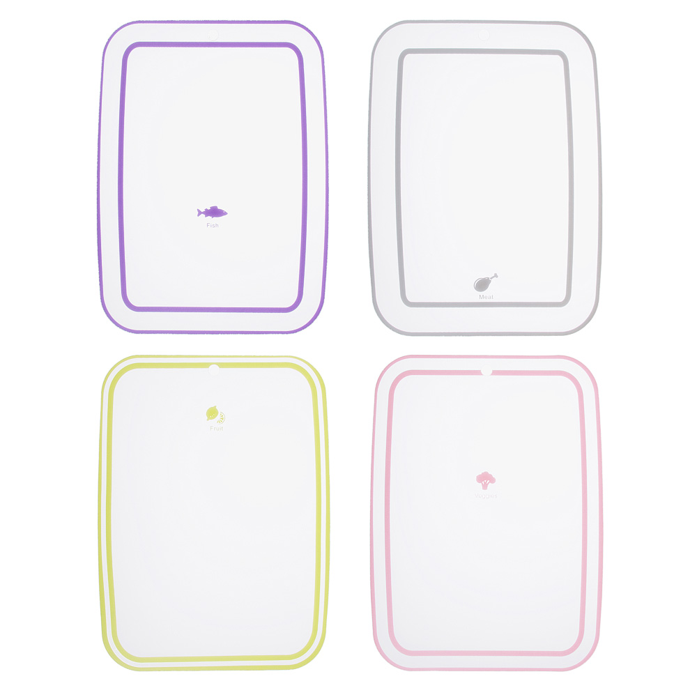 SATOSHI Малибу Набор досок разделочных гибких 4шт, 28х21см, фрукты\овощи\рыба\мясо, пластик, арт.№ 852-119