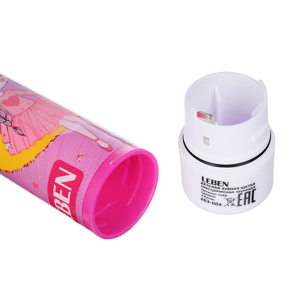 LEBEN Зубная щетка электрическая детская, 18х2,6х2,6см, 1АА, 2 дизайна, арт.№ 263-004