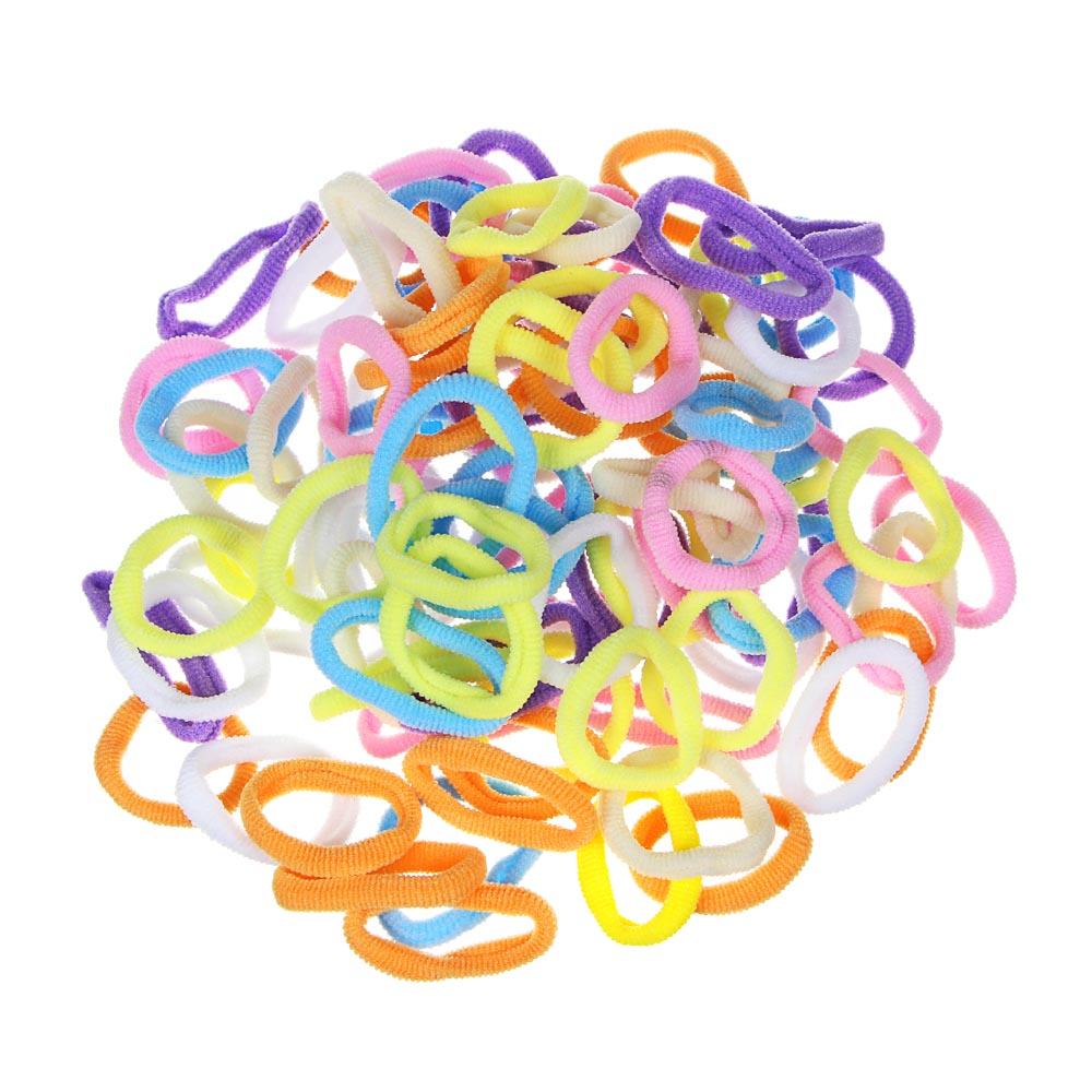BERIOTTI Набор резинок для волос 100шт, полиэстер, 3,5см, 7-10 цветов, арт.№ 356-156